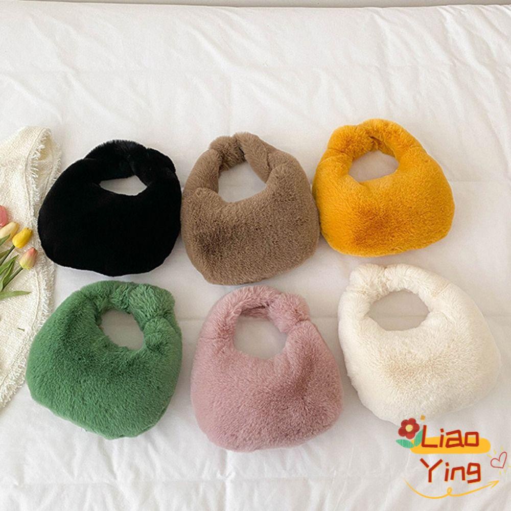 Liaoy Túi Đeo Cổ Tay Bằng Lông Nhung Giữ Ấm Hình Bán Nguyệt
