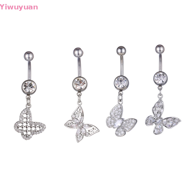 Khuyên Rốn Bằng Đồng Đính Đá Zircon Hình Bướm Thời Trang Mới