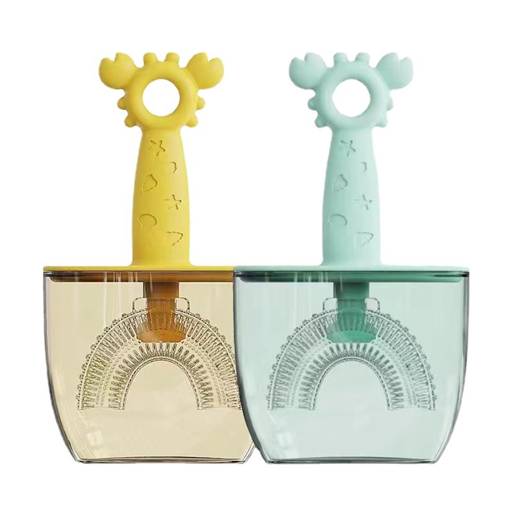 Bàn Chải Đánh Răng Xoay 360 Độ Hình Chữ U Cho° Bàn Chải Đánh Răng Bằng Silicone Chống Bụi Cho Bé