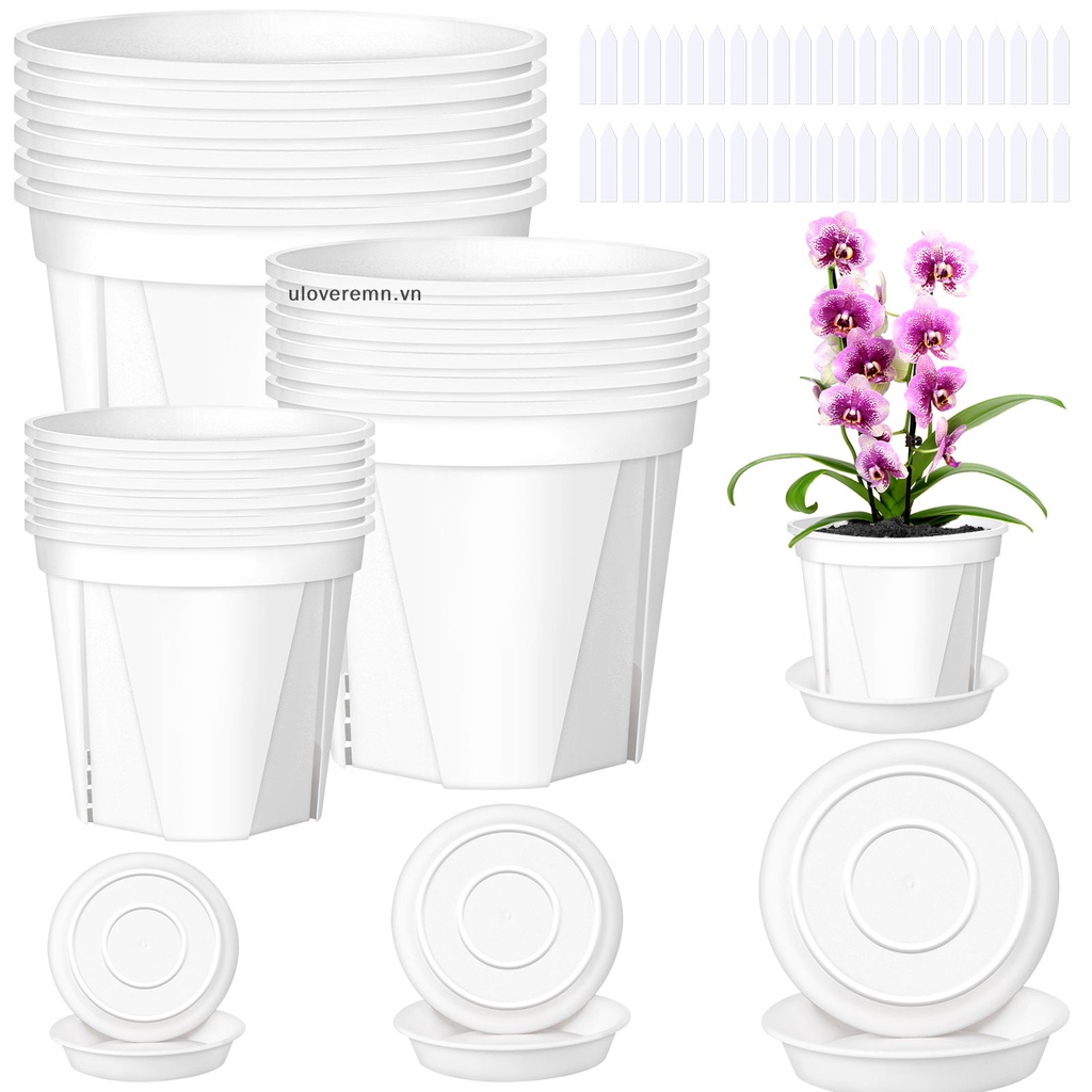 Bộ 36 Chậu Nhựa Trồng Cây Kèm Khay Và 100 Nhãn Dán 3 Kích Cỡ Khác Nhau