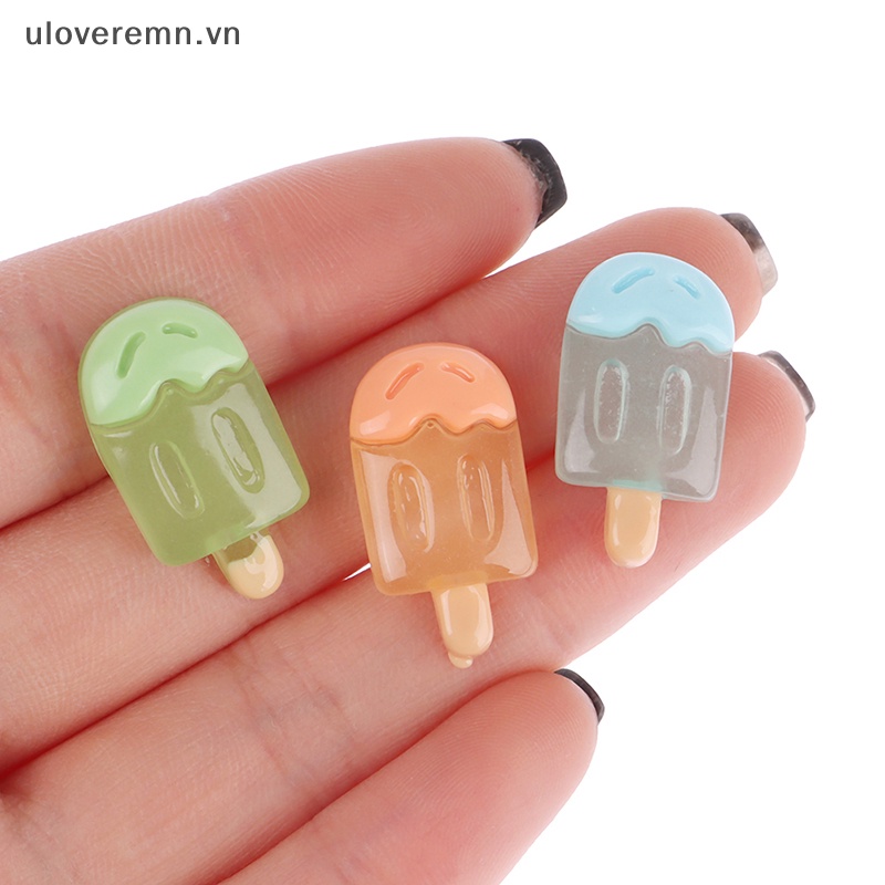 Set 2 Cây Kem Đồ Chơi Mini Bằng Resin Phát Sáng Dễ Thương Trang Trí DIY