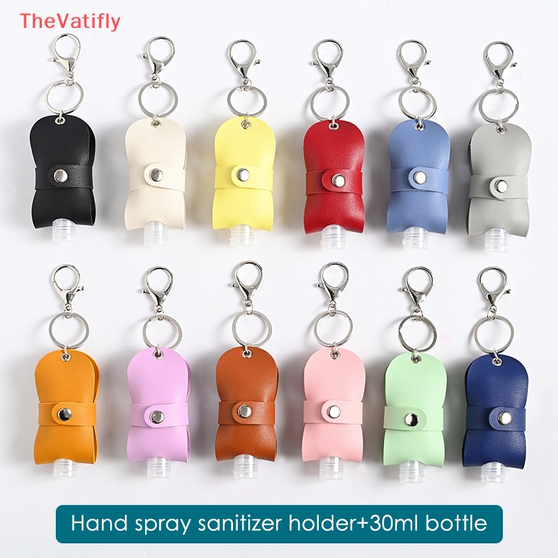 [Thevalifly] Chai Đựng Nước Rửa Tay Khử Trùng Bằng Da Có Móc Khóa Có Thể Nạp Lại
