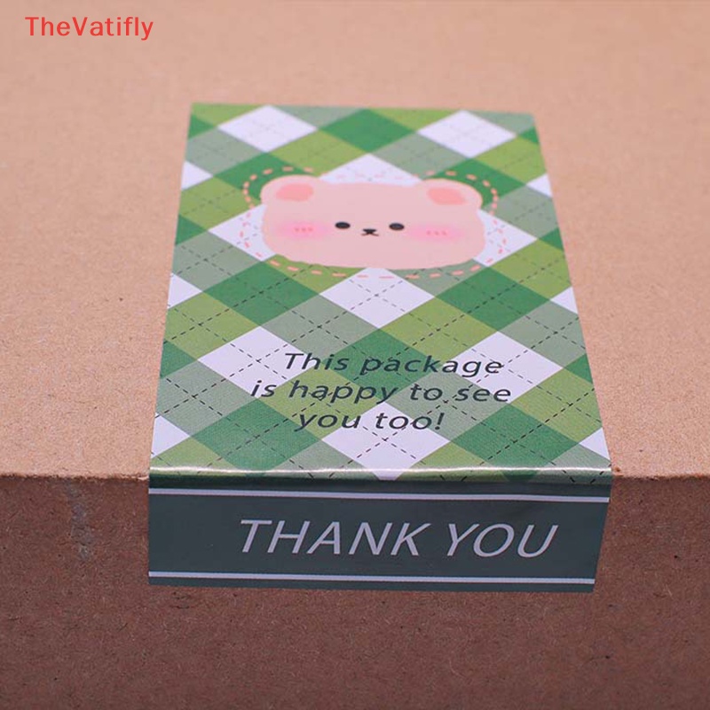 Bộ 50 Miếng Dán Hình Chữ Nhật 10CM * 5CM In Họa Tiết Gấu / Chữ Thank You Dùng Gói Quà