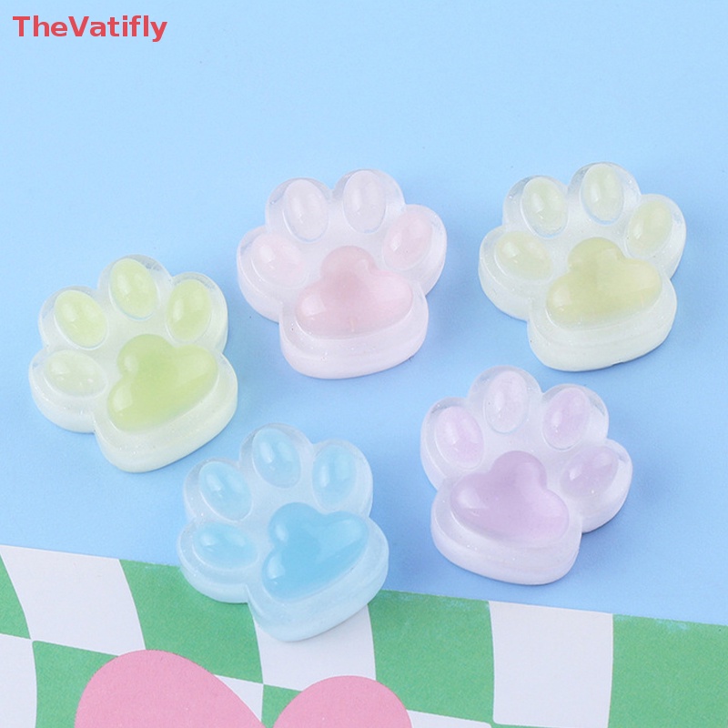 [Thevalifly] Set 2 Mặt Dây Chuyền Hình Móng Vuốt Mèo Bằng Nhựa Resin Dạ Quang Đáng Yêu Làm Trang Sức