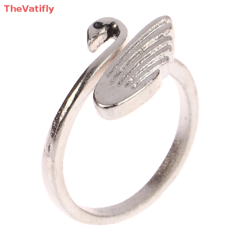[TheVatifly] Nhẫn Kim Loại Dạng Hở Hình Thiên Nga Trắng Có Thể Điều Chỉnh Phụ Kiện May Vá Bán Chạy