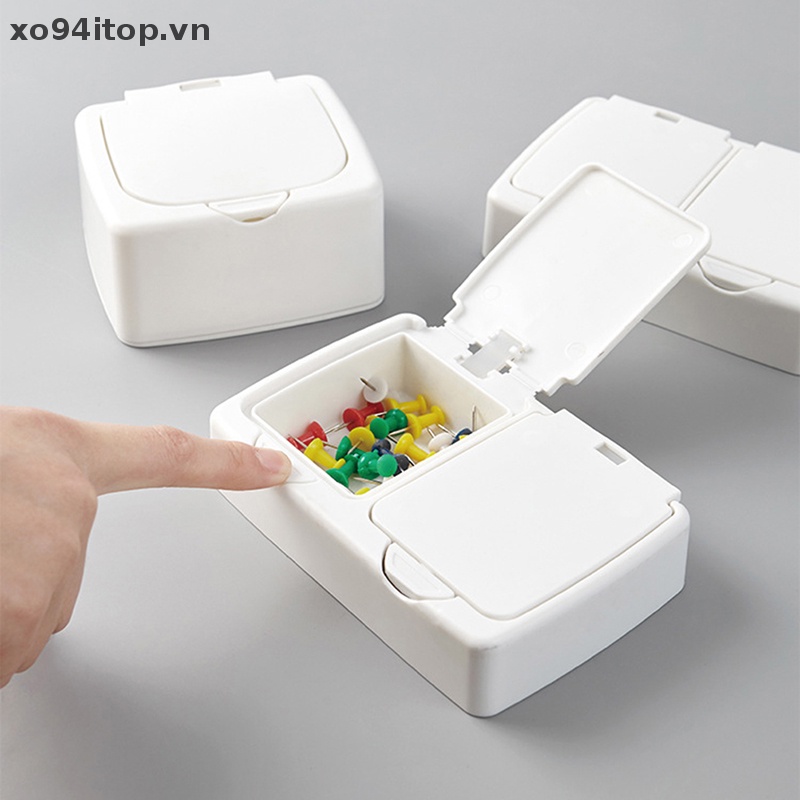 Xoitop Hộp Đựng Tăm Bông Hai Ngăn Hình Chữ Nhật Nhỏ Đơn Giản