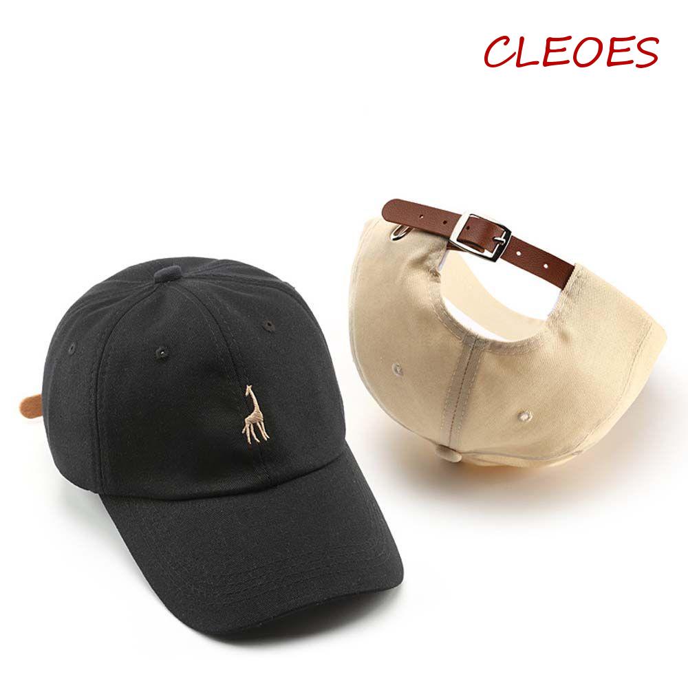 Mũ Lưỡi Trai Cotton Thêu Hình Hươu Cao Cổ Thời Trang