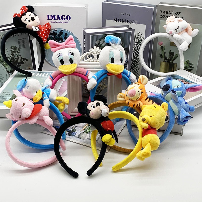 Băng Đô Cài Tóc Hình Mickey / Minnie / Heo / Vịt Donald / Gấu Pooh Nhồi Bông Dễ Thương Dùng Biểu Diễn Ngày Thiếu Nhi