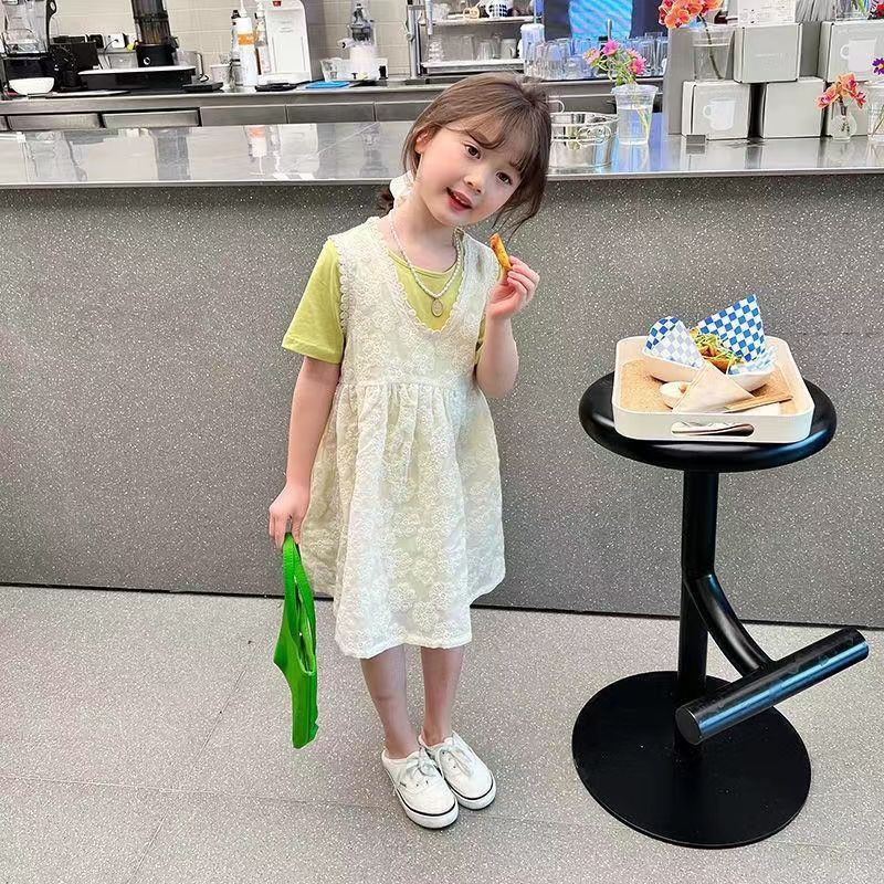Hàng Mới Về Set Áo Thun Tay Ngắn + Váy Yếm Màu Trơn Phong Cách Hàn Quốc Thời Trang Mùa Hè Cho Bé GáiBộ Đồ Thời Trang Hai Mảnh Thanh Lịch Cho Nữ
