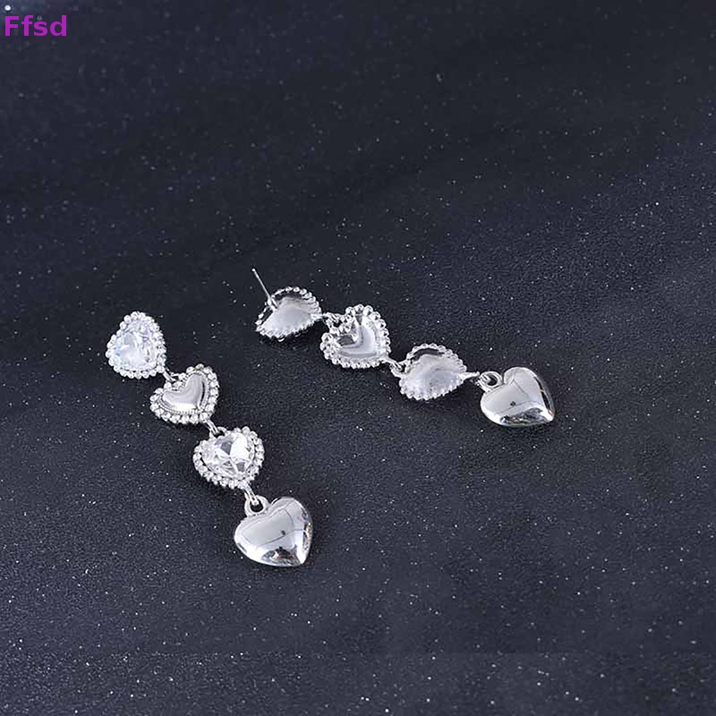 1 Đôi Bông Tai Dáng Dài Hình Trái Tim Phong Cách Vintage Thời Trang