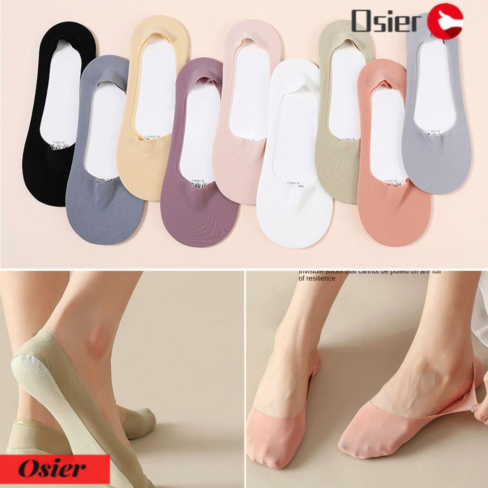 Set 1 5 Đôi Vớ Lụa Vô Hình Màu Sắc Trơn Thoáng Khí Chống Trượt Thời Trang Mùa Hè