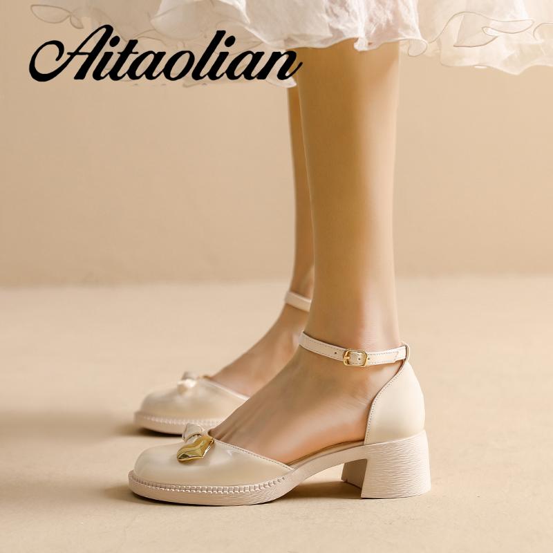 Giày Da Cao Gót 4.5cm Phong Cách retro Anh Quốc Cho Nữ