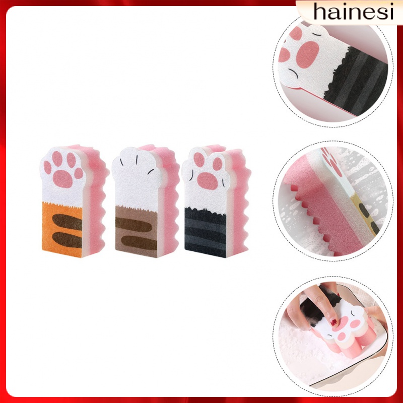 Set 3 Miếng Bọt Biển Hình Dấu Chân Mèo Dùng Để Lau Chùi Vỉ Nướng
