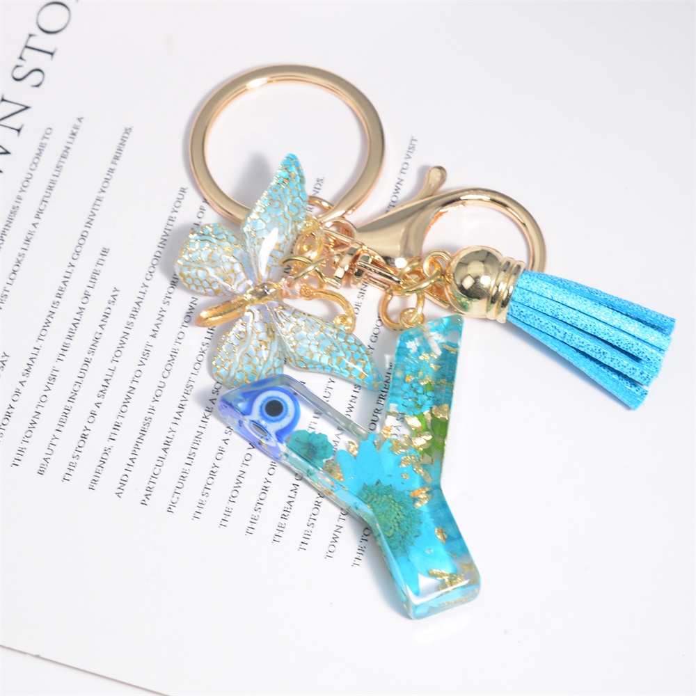 Móc Khóa 26 Chữ Cái A Đến Z Bằng Nhựa Đính Kim Sa Kèm Móc Khóa Dành Cho Nam Nữ