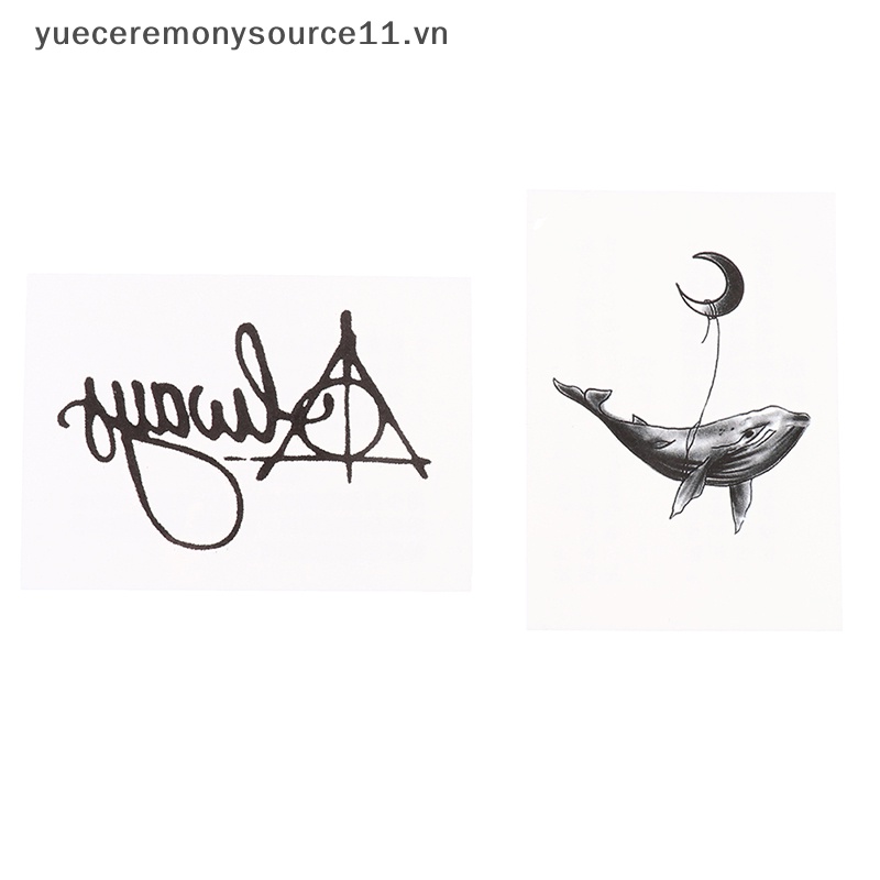 1 Miếng Dán Hình Xăm Tạm Thời Hình Hổ / Cá Voi / Mặt Trăng Cá Tính Dành Cho Học Sinh