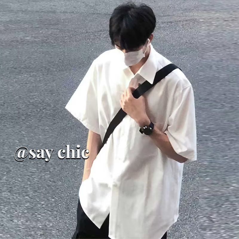 Áo Sơ Mi Ngắn Tay Màu Trơn Thời Trang Cho Nam
