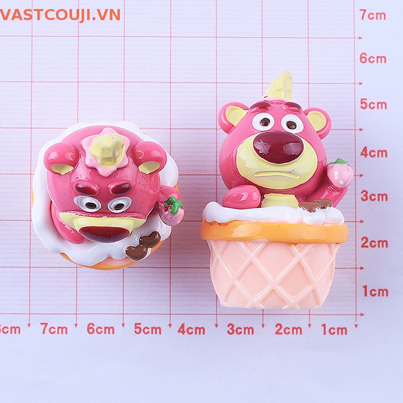 1 Tượng Gấu Và Dâu Tây Mini Trang Trí Đáng Yêu