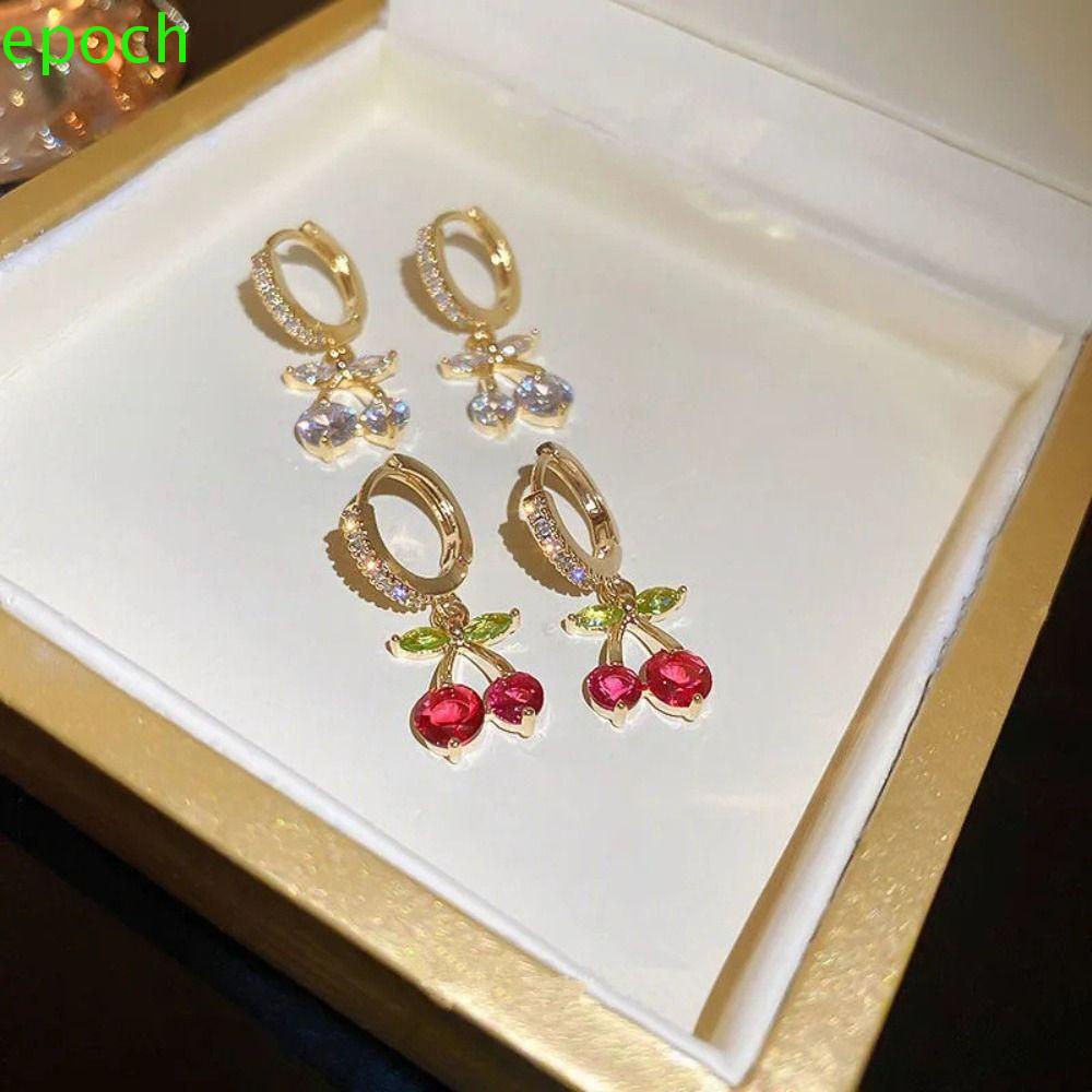 Epoch Khuyên Tai Hình Quả Cherry Bằng Hợp Kim Thời Trang Sang Trọng Dành Cho Nữ