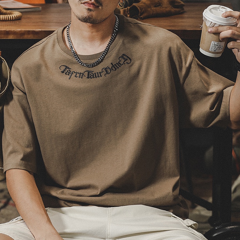 Áo Thun Cotton Màu Trơn Tay Ngắn Phong Cách Retro Mỹ Thời Trang Mùa Hè Mới 2023 Cho Nam