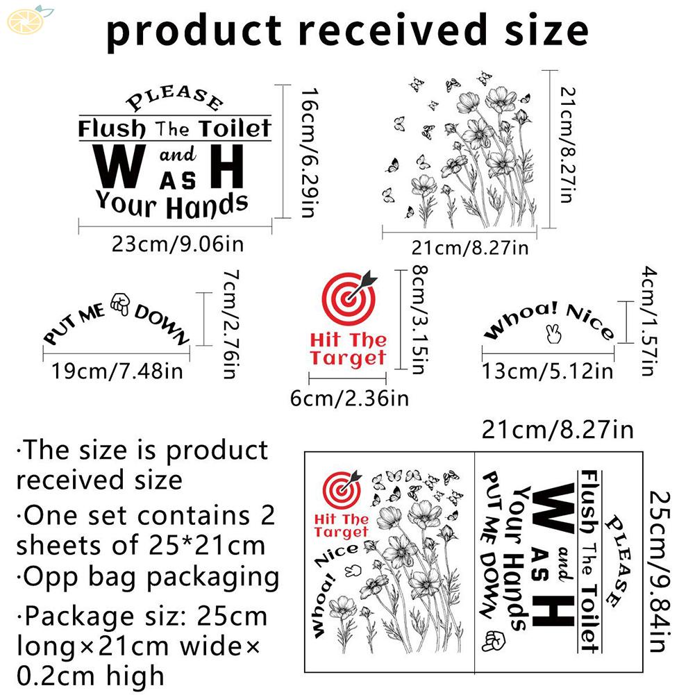 【VARSTR】Toilet Sticker Decal Wall Waterproof 21*25CM 8.27*9.84in Decoration Furniture