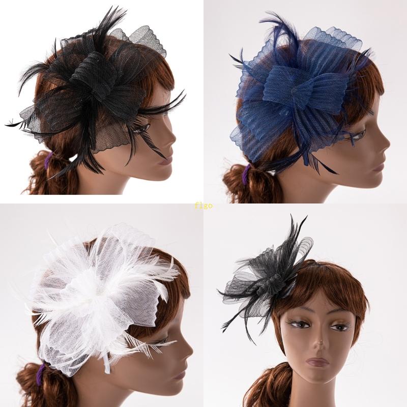 Flgo Băng Đô Cài Tóc Đính Lông Vũ Phong Cách Vintage Cho Tiệc Cưới