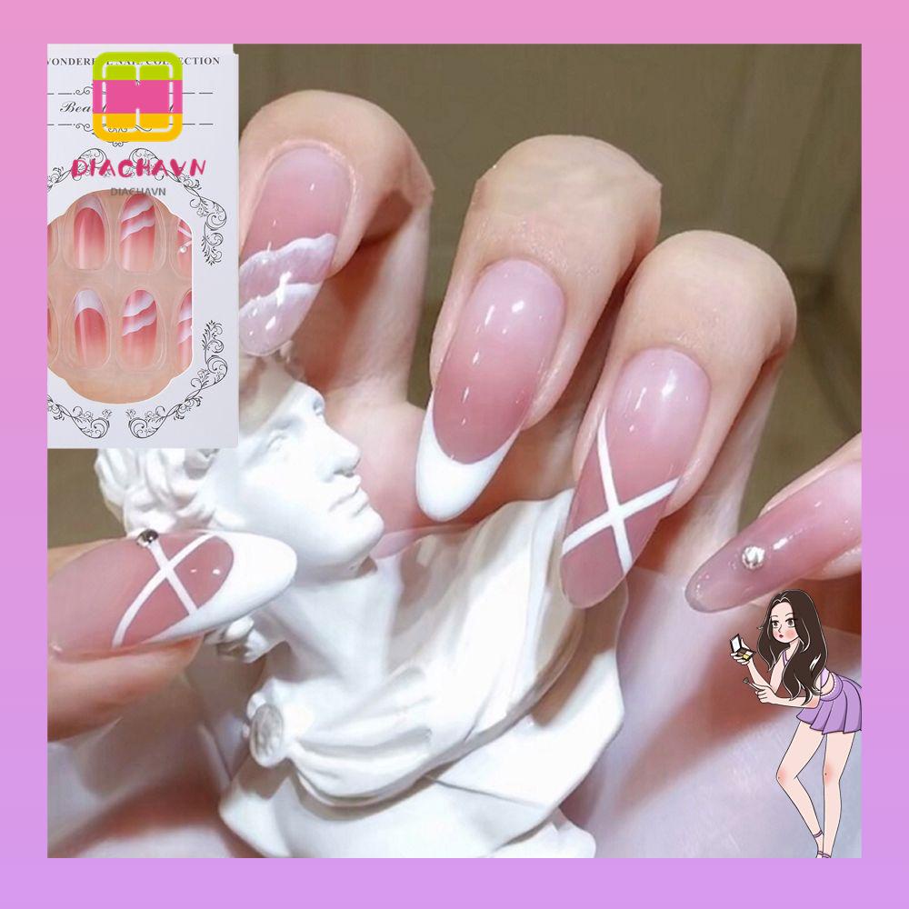 Hộp 24 Móng Tay Giả Che Phủ Toàn Diện Có Thể Tháo Rời