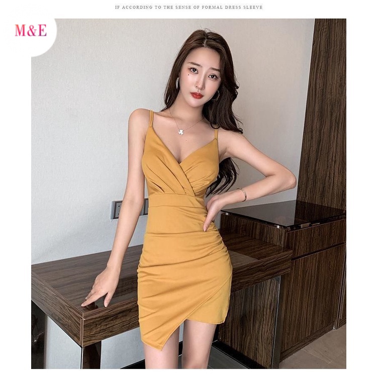 Đầm Hai Dây Ôm Dáng Cổ Chữ V Khoét Sâu Gợi Cảm Mẫu Mới 2022 Thích Hợp Đi Hộp Đêm