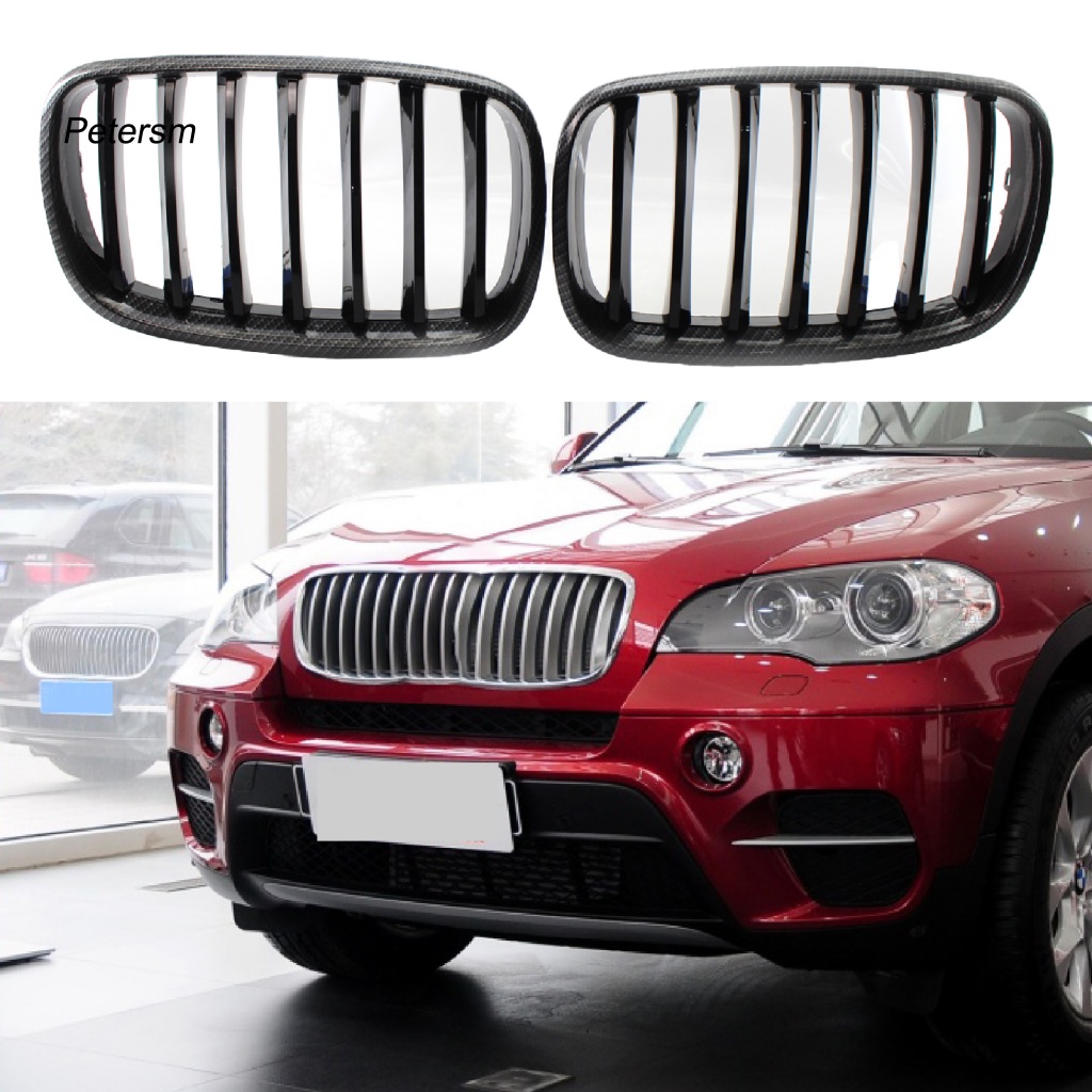 Set 2 Lưới Tản Nhiệt Màu Đen Bóng Gắn Mui Xe Hơi 51137157687 51137157688 Phụ Kiện Chuyên Dụng Cho Xe BMW E70 X5 08-13