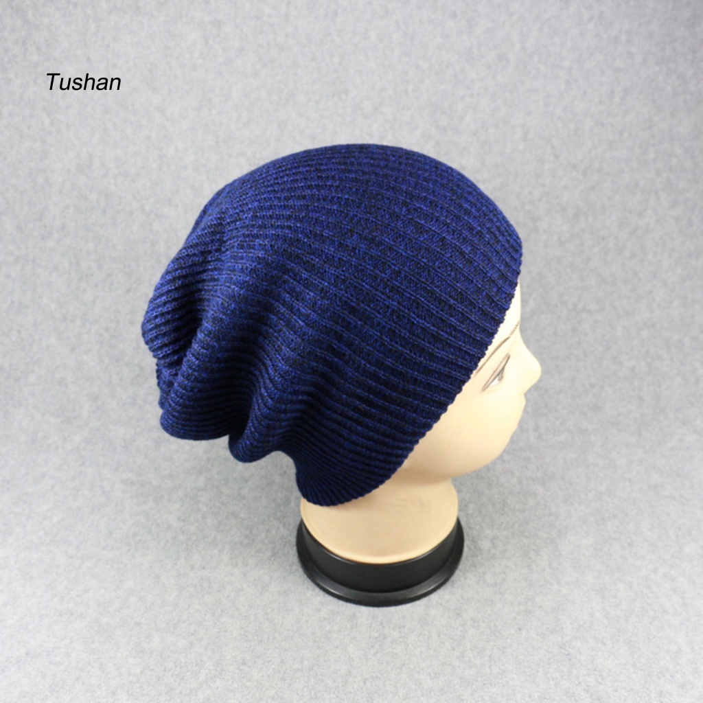 Mũ Beanie Dệt Kim Không Vành Màu Sắc Trơn Thời Trang Thu Đông Cho Nam Giới