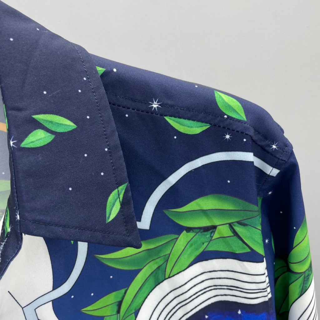 CASABLANCA long-sleeved shirt letter print pattern men's and women's same lapel shirt spot all-match