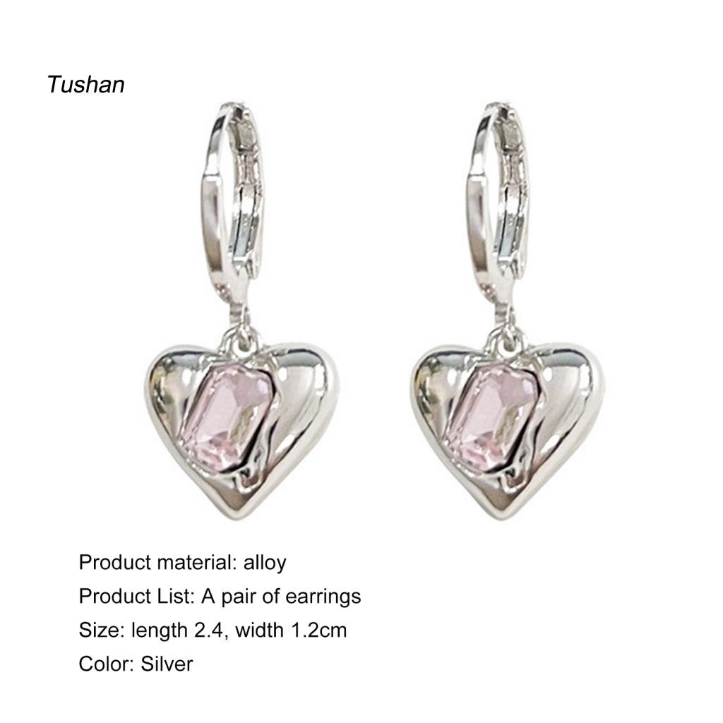 1 Đôi Bông Tai Hình Trái Tim Chống Oxy Hóa Không Phai Màu Thời Trang Cho Nữ