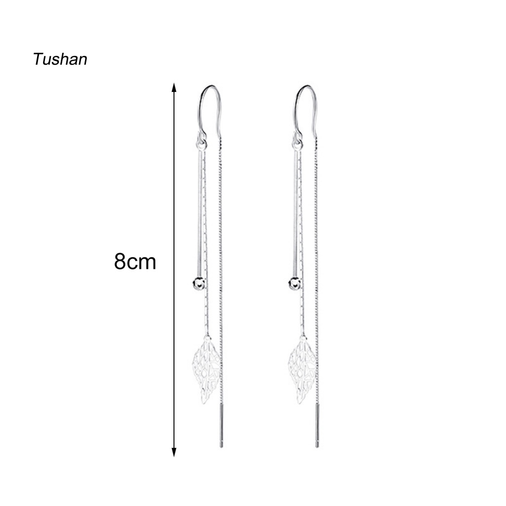 1 Đôi Bông Tai Dài Hình Chiếc Lá Phong Cách Hàn Quốc Chống Dị Ứng