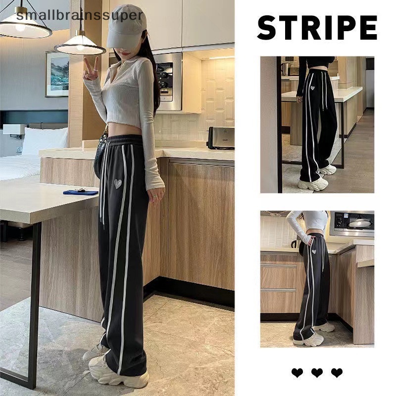 Smallbrainssuper Y2K Quần Jogger Ống Rộng Kẻ Sọc Phong Cách Harajuku Vintage Hàn Quốc Thường Ngày Cho Nữ SBS