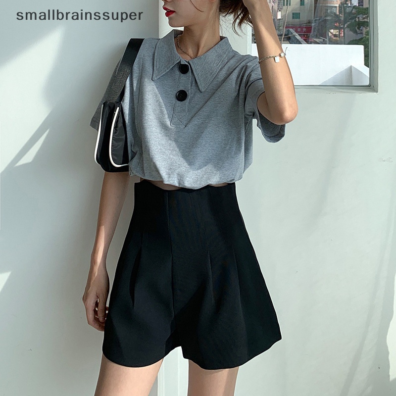 Quần Short Lưng Cao Dáng Rộng Mềm Mại Màu Trơn Thời Trang Mùa Hè Cho Nữ