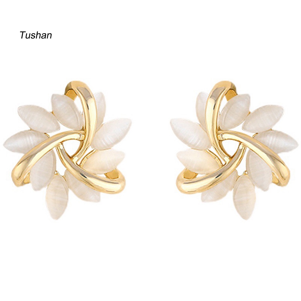 1 Đôi Bông Tai Hình Tròn / Bông Hoa Bằng Hợp Kim Xinh Xắn Thời Trang Cho Nữ