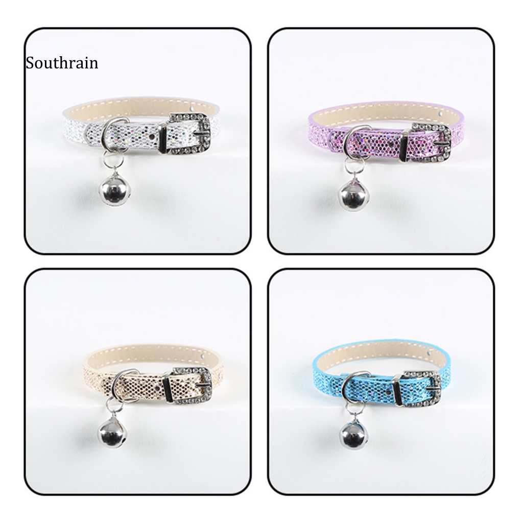 Vòng Cổ Da Giả Trọng Lượng Nhẹ Chống Trầy Xước Phối Chuông Cho Mèo Cưng