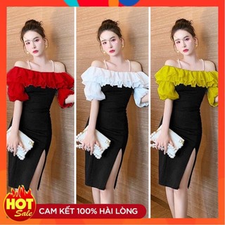 [ĐƯỢC KIỂM TRA HÀNG] Đầm body trễ vai 2 dây bèo cao cấp - Yêu Shop 85