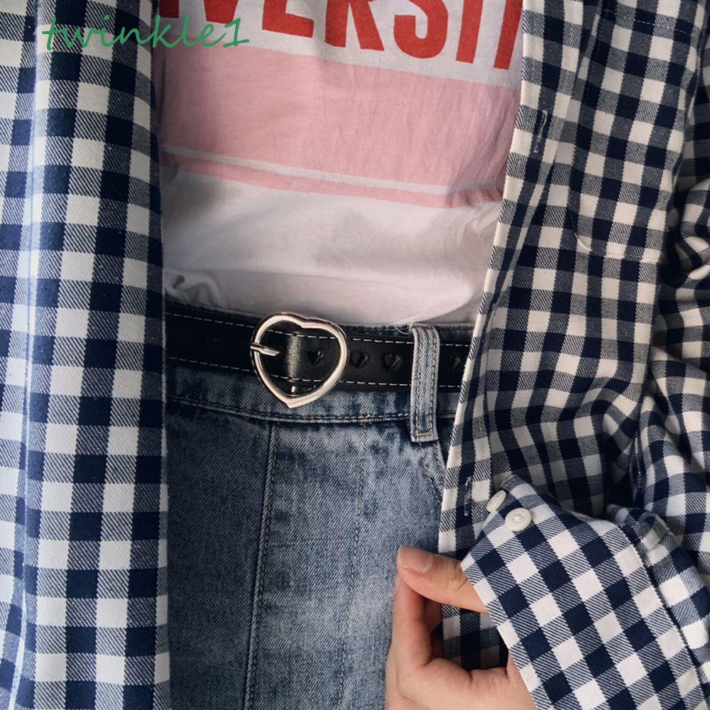 Thắt Lưng Da Khóa Kim Loại Hình Trái Tim Phong Cách Vintage