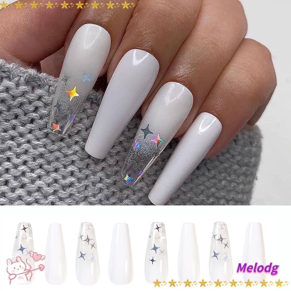 Hộp 24 Móng Tay Giả Nối Dài Họa Tiết Bướm Có Thể Tháo Rời