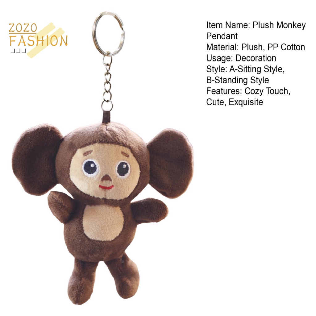 Móc Khóa Hình Khỉ Nhồi Bông Tai To Trang Trí Ba Lô