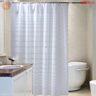 Rèm Cửa Nhà Tắm Bằng Nhựa Peva Họa Tiết Sọc Trắng Chống Nước Kèm Móc Treo