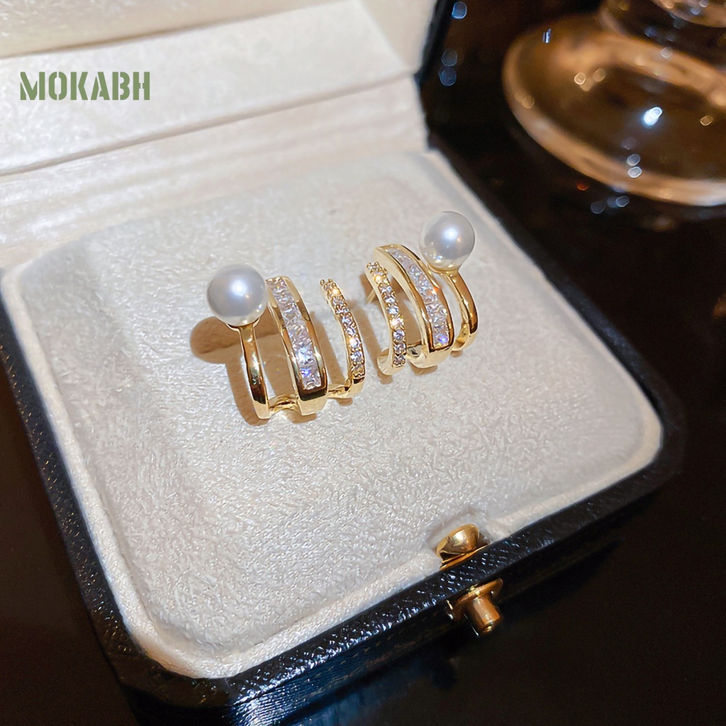 1 Đôi Bông Tai Đính Đá Ngọc Trai Giả Thời Trang Dành Cho Nữ