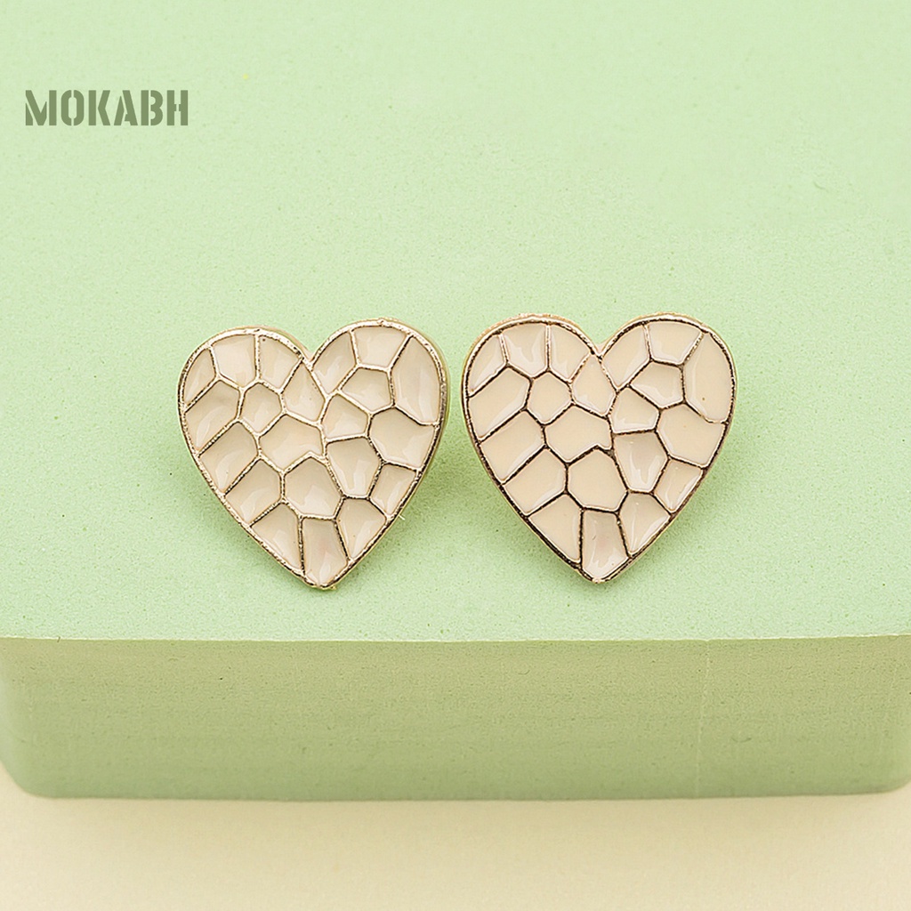 1 Đôi Bông Tai Hình Trái Tim Tráng Men Dành Cho Nữ