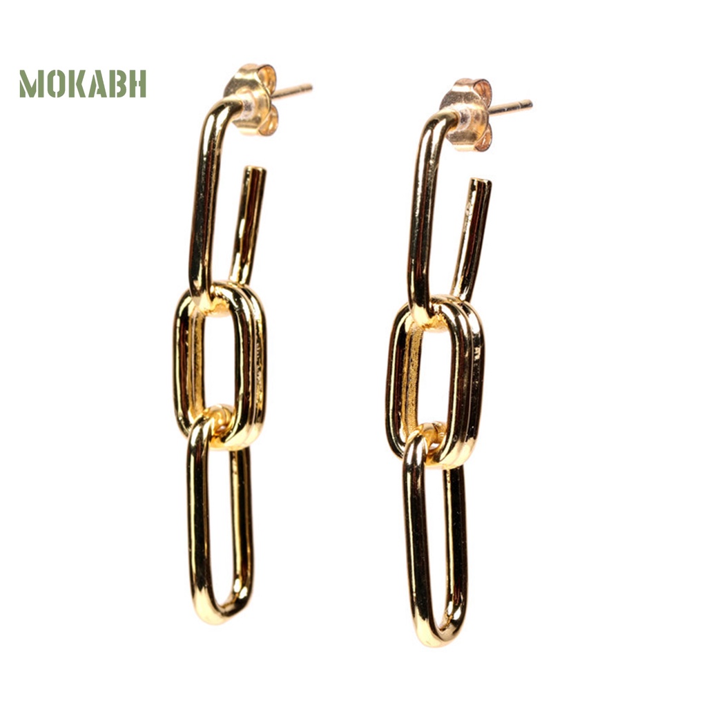 1 Đôi Bông Tai Hình Chữ Nhật Đính Đá Lấp Lánh Phong Cách Vintage