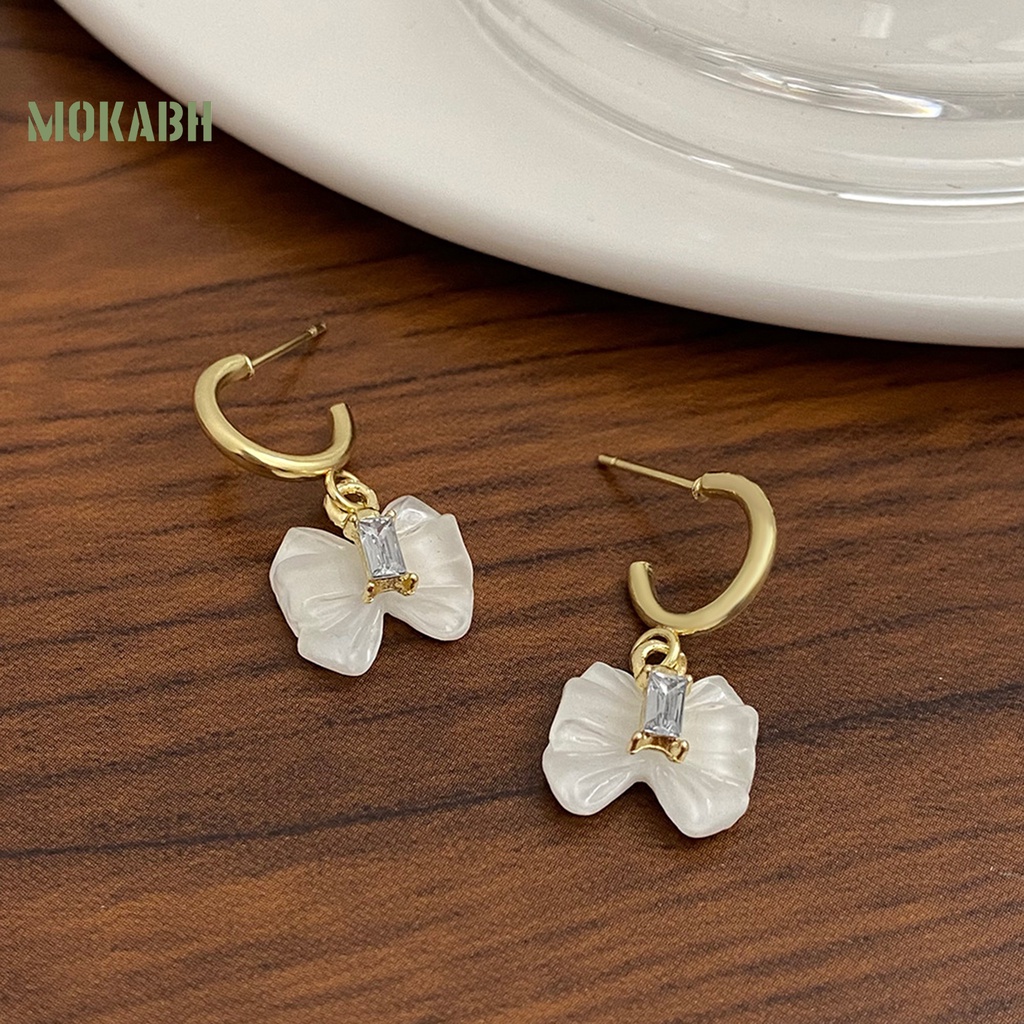 1 Đôi Bông Tai Hình Nơ Đính Đá Trong Suốt Dành Cho Cô Dâu