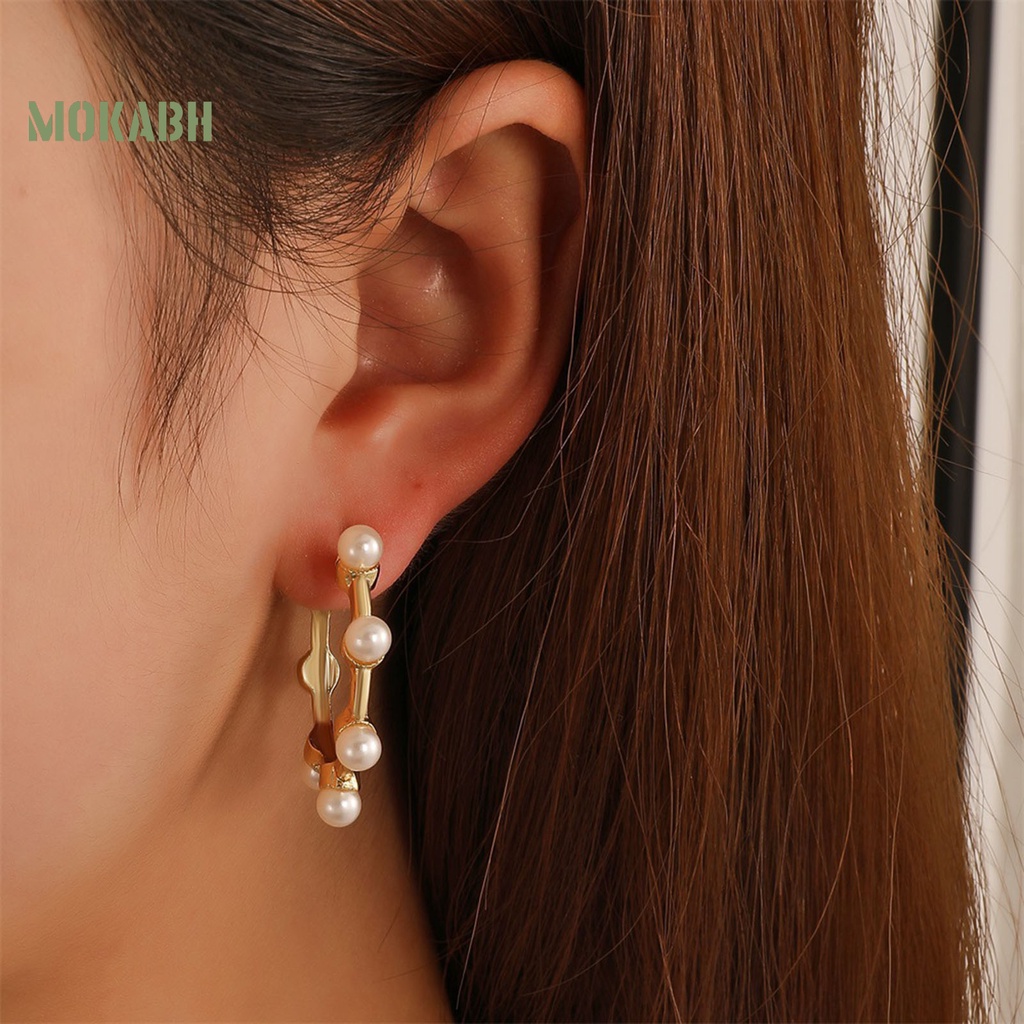 Set 9 Đôi Bông Tai Mạ Điện Đính Ngọc Trai Giả Thanh Lịch Cho Nữ