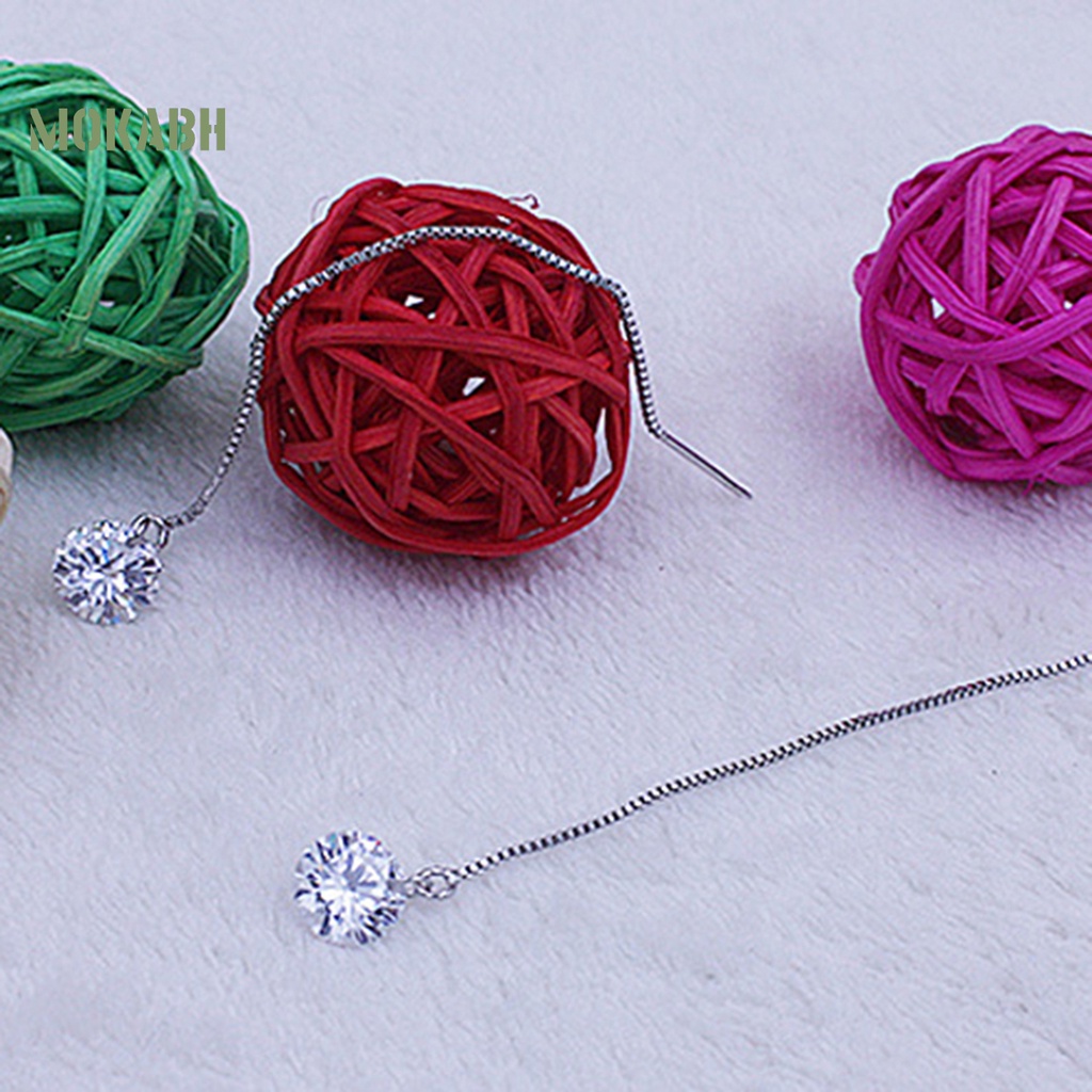 1 Đôi Bông Tai Dáng Dài Đính Đá Zircon Chống Ăn Mòn Thời Trang Cho Nữ