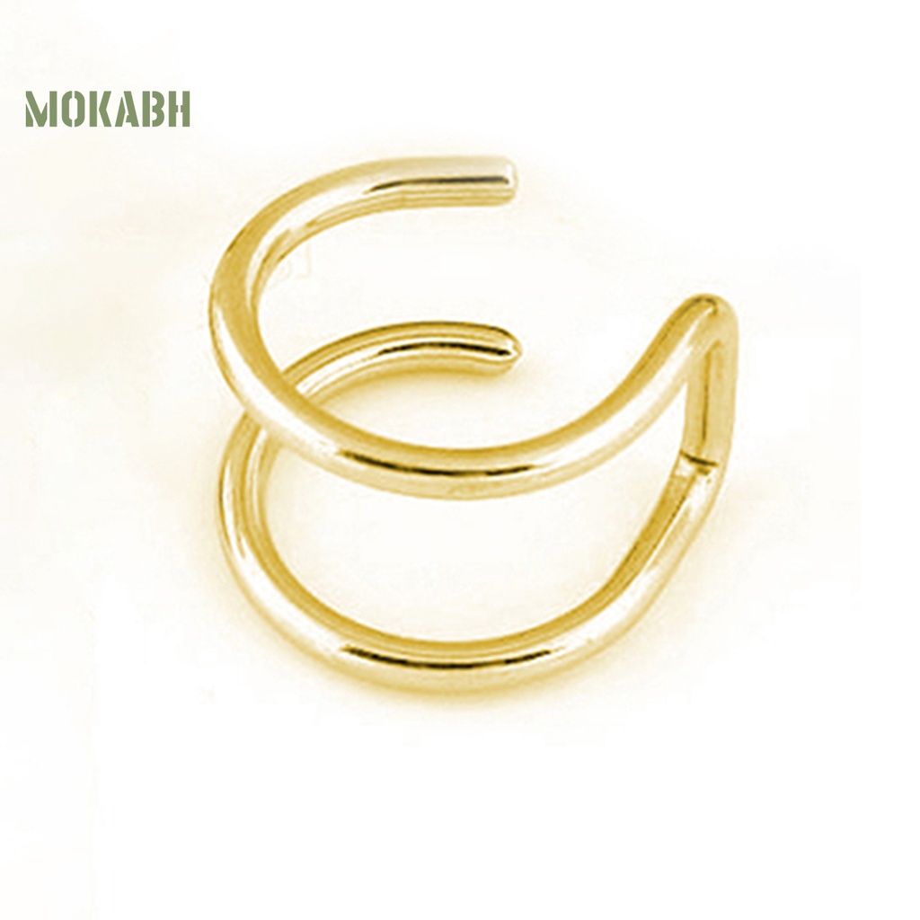 Khuyên Kẹp Vành Tai Không Xỏ 2 Hàng Giả Bằng Thép Không Gỉ