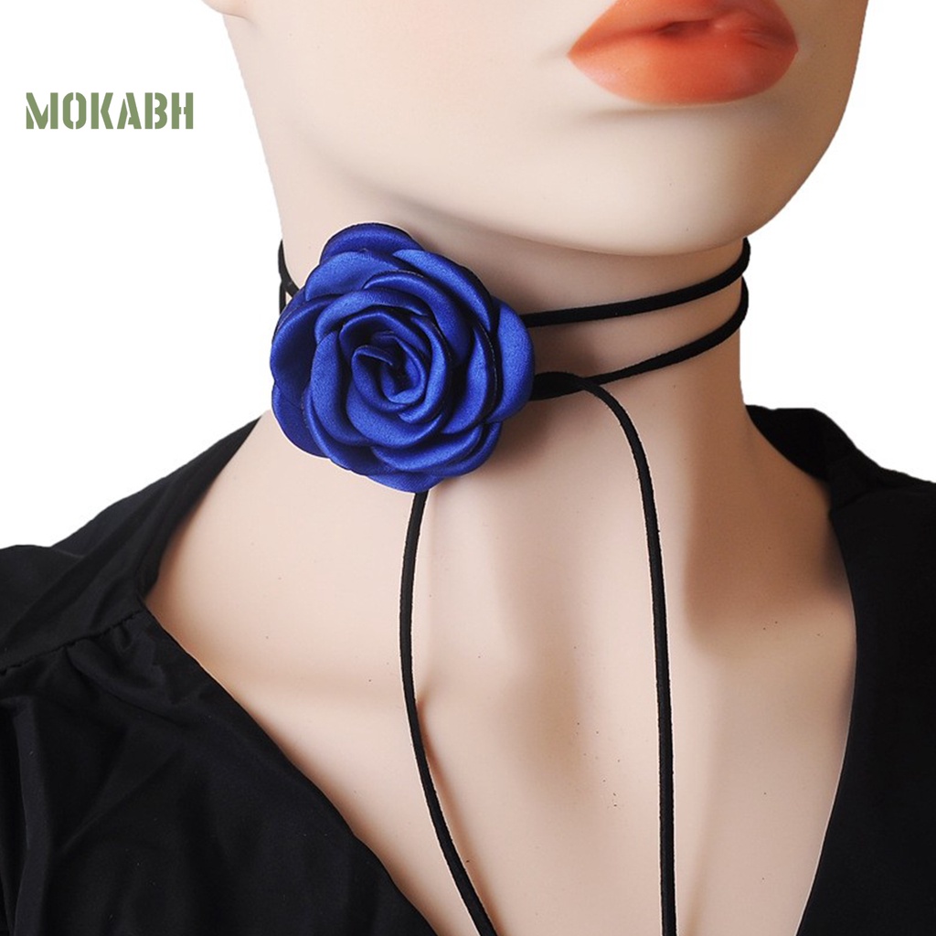 Vòng Cổ Choker Màu Trơn Họa Tiết Hoa Thanh Lịch Có Thể Điều Chỉnh Cho Nữ
