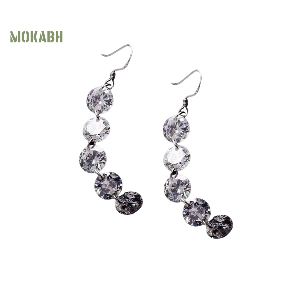 Bông Tai Dáng Dài Đính Đá Zircon Thời Trang Sang Trọng Cho Nữ